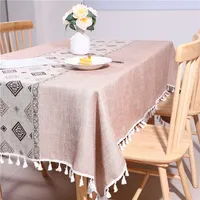 Nordic Tassel Cloth Tabl Embroidered Leaf American Tablecloths For Events Rectangular Jacquard Coffee Table Cover