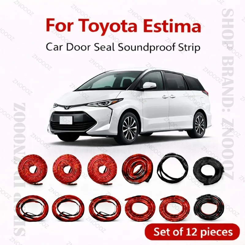 

For Toyota Estima Car Door Seal Strip Rubber Double Layer Soundproof Dustproof Waterproof Door Weatherstrip 12PCS Set