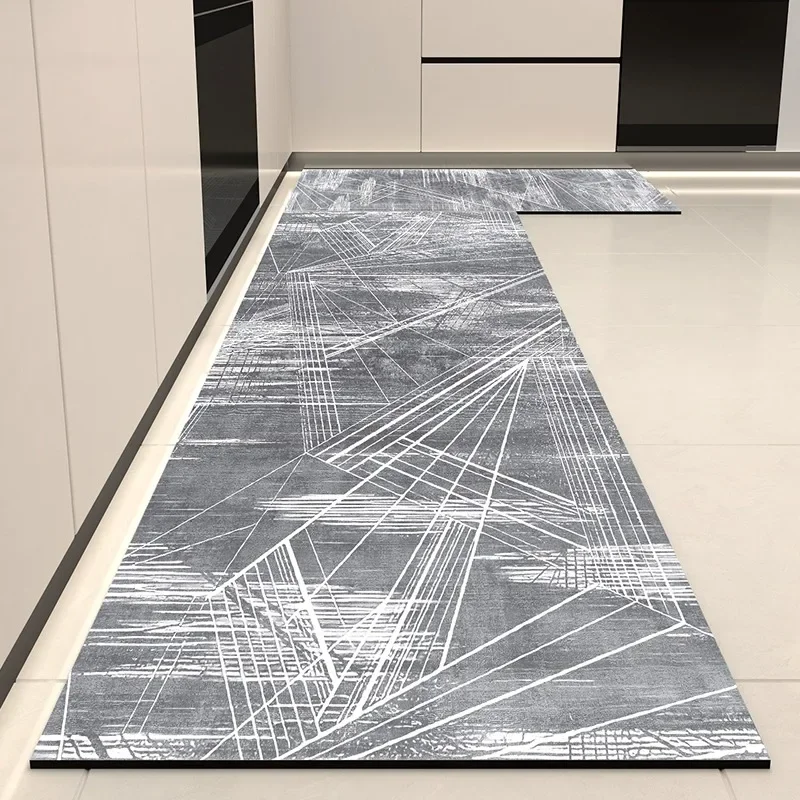 Kitchen Floor Mats Vintage Striped Home Decoration Long Strip Runner Kitchen Carpet Non-slip Waterproof Oil-proof Washable Rugs