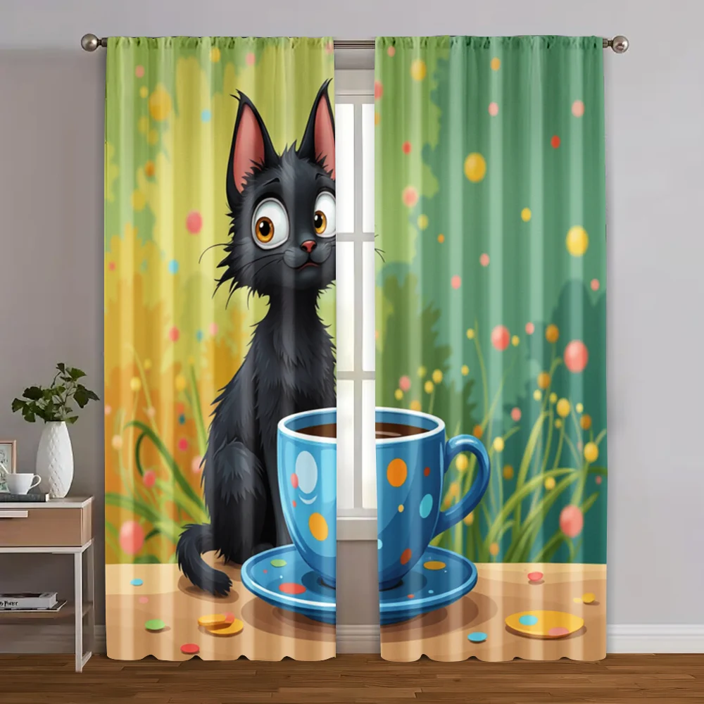 

2pcs, Curtain Fabric Garfield Durable Polyester (without rod) Art Deco Festive Use for Bedroom & Living Room - Contemporary