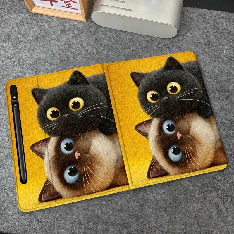 Cute Cartoon Cat Art Fun Gift For Samsung Galaxy Tab S6 S7 S8 S9 S10 FE Plus Lite Soft Flexible Support Tablet Case
