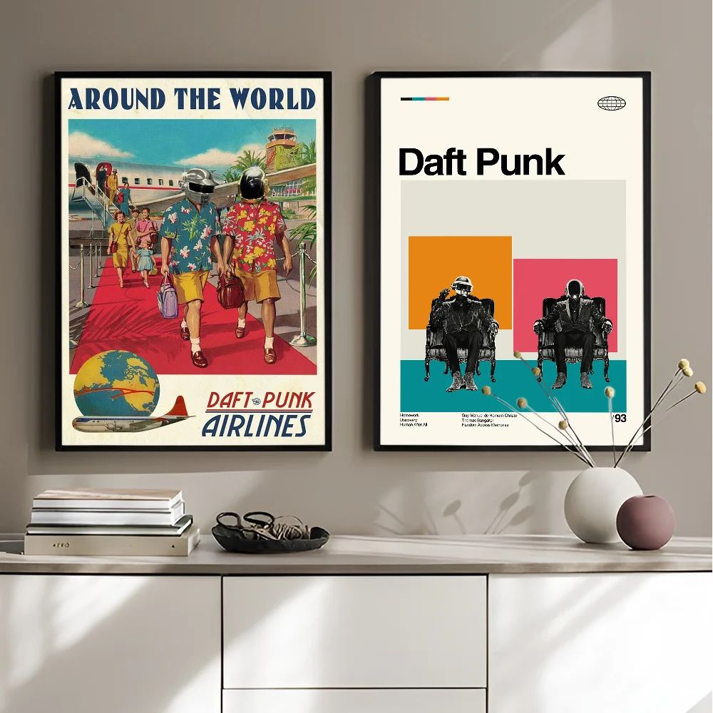 ملصقات الفيلم الكلاسيكي Daft Punk من حول العالم، ملصق حائط فاخر لغرفة المعيشة، ديكور للحانات، ديكور جدار الغرفة #4