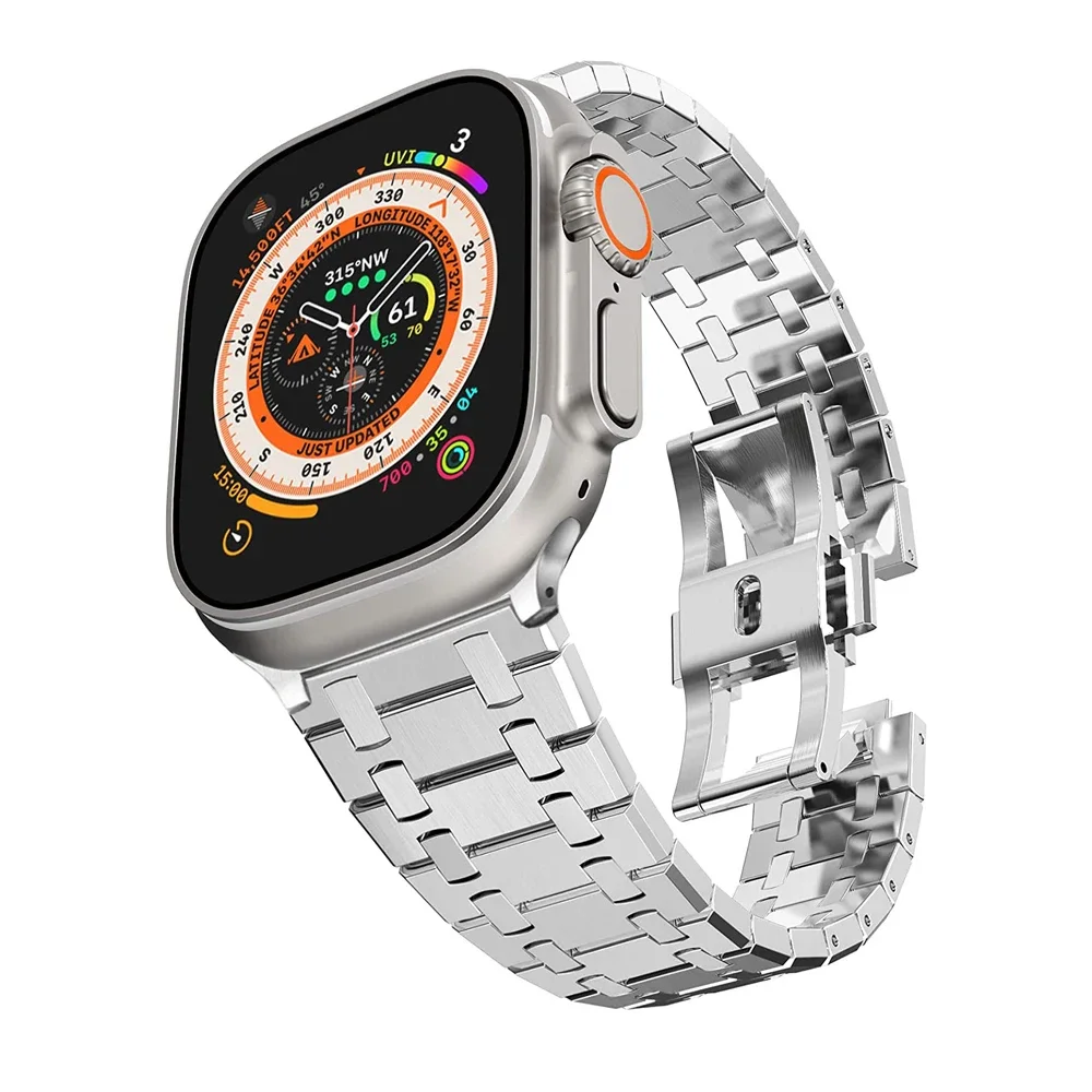 Link Bracelet for Apple Watch Ultra 2 Band 49mm 9 8 7 45mm 41mm Stainless Steel Strap iWatch SE 6 5 4 3 2 1 44mm 40mm 42mm 38mm
