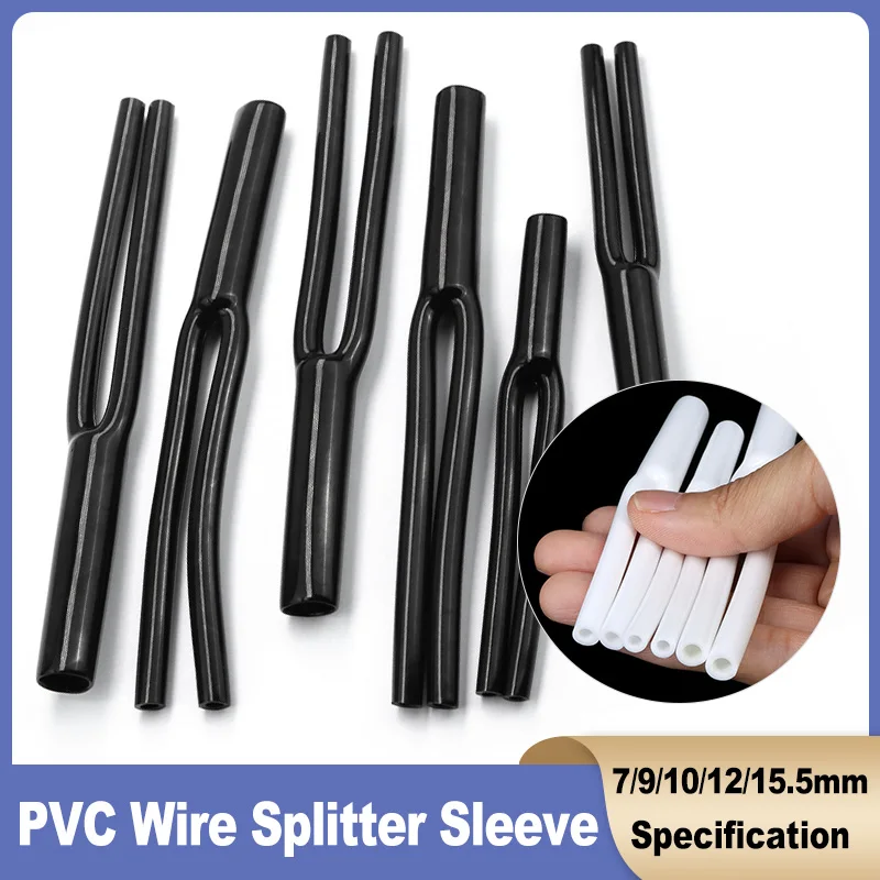 2-100pcs White Black 7mm/9mm/10mm/12mm/15.5mm PVC Wire Splitter Sleeve Y-shaped No Shrinkable Speaker Audio Cable Pants Boots