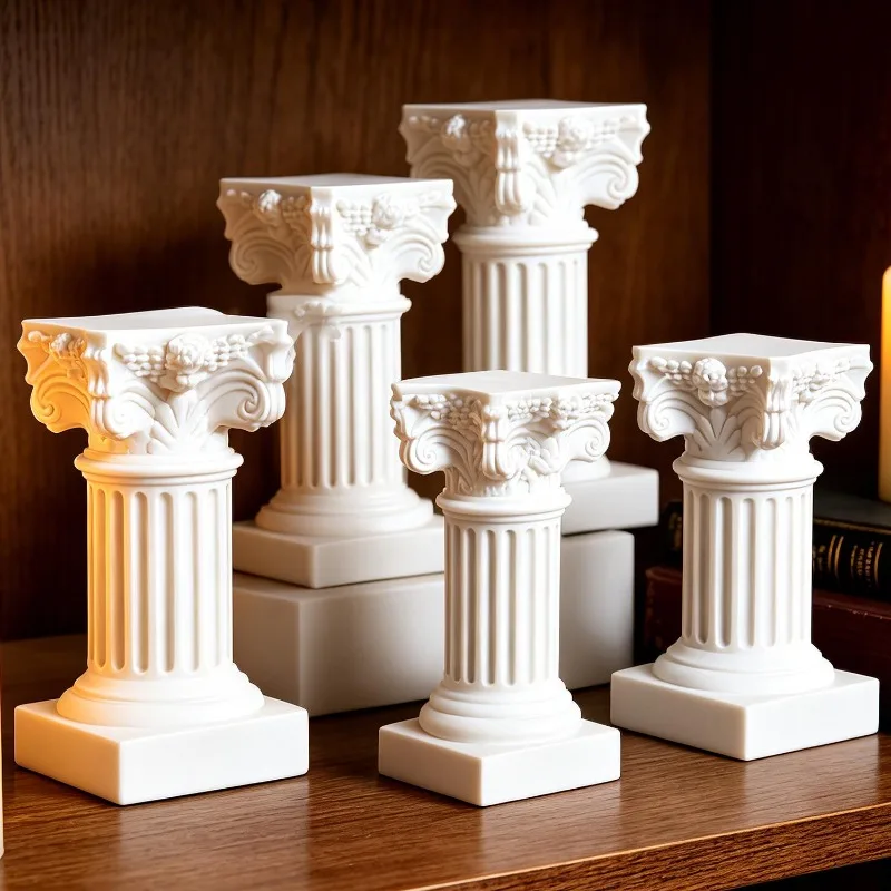 Roman Pillar Greek Column Statue Pedestal Candlestick Stand Figurine Sculpture Indoor Home Dinning Room Garden Scenery Decor