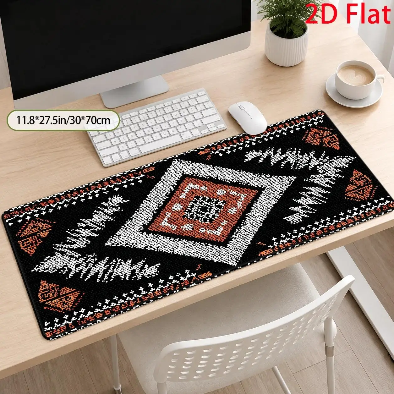 Large Tribal Mouse Pad Compatible for PC/Laptop - Soft Stain-Resistant Desk with Traditional Ethnic Geometric Tribal Design, Machine Washable Suitable for Home