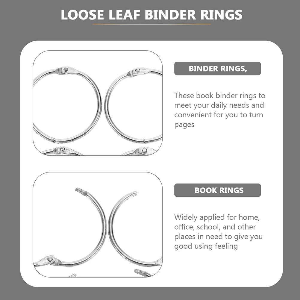 20 Pcs Section Binding Ring Binder Office Rings Exquisite Notebook 37X37CM Metal Clip