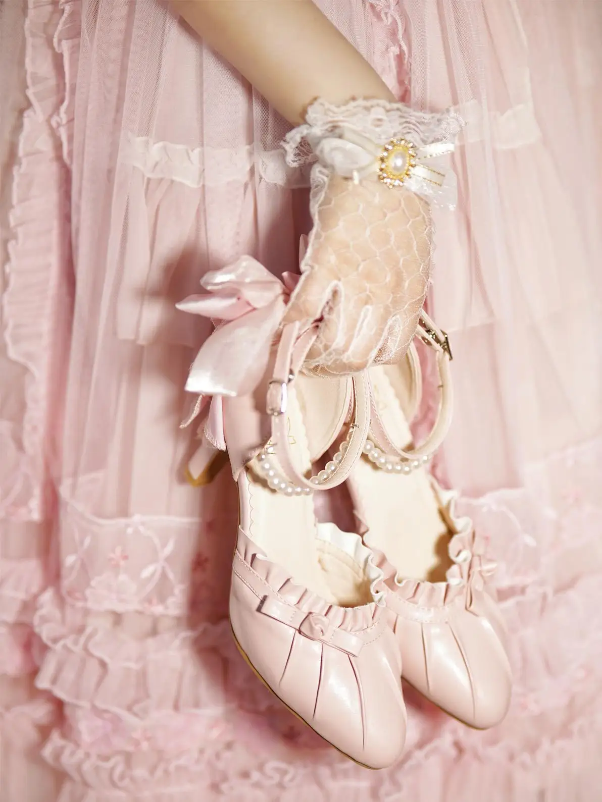 

Новинка лета 2021, японская женская обувь, элегантные женские сандалии в стиле Лолиты с острым носком, универсальные модельные женские туфли с милым бантом и жемчугом