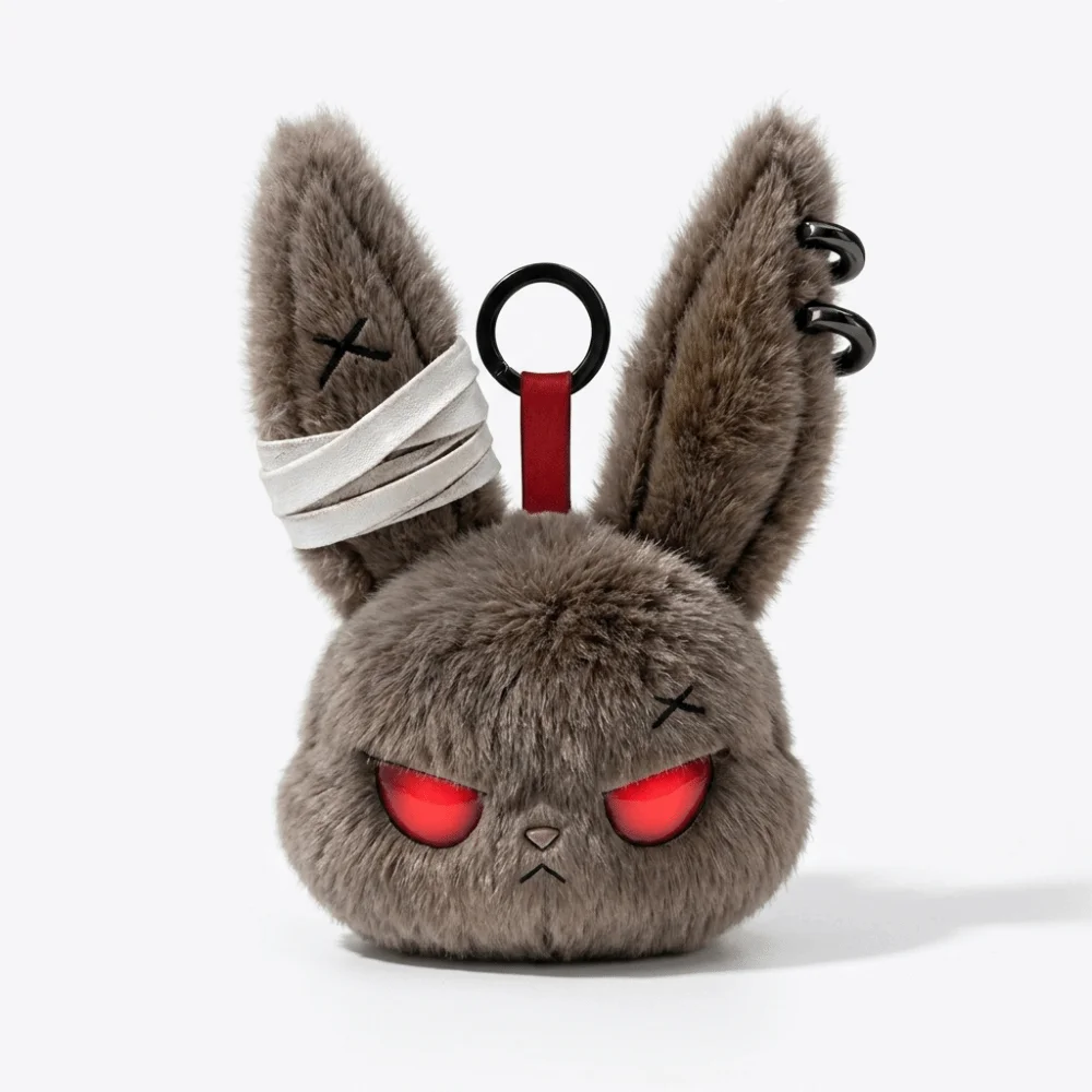 PP Cotton Plush Bunny Keychain Gothic Animal Wounded Rabbit Keyring Dark Style Spooky Design Cute Furry Bag Pendant
