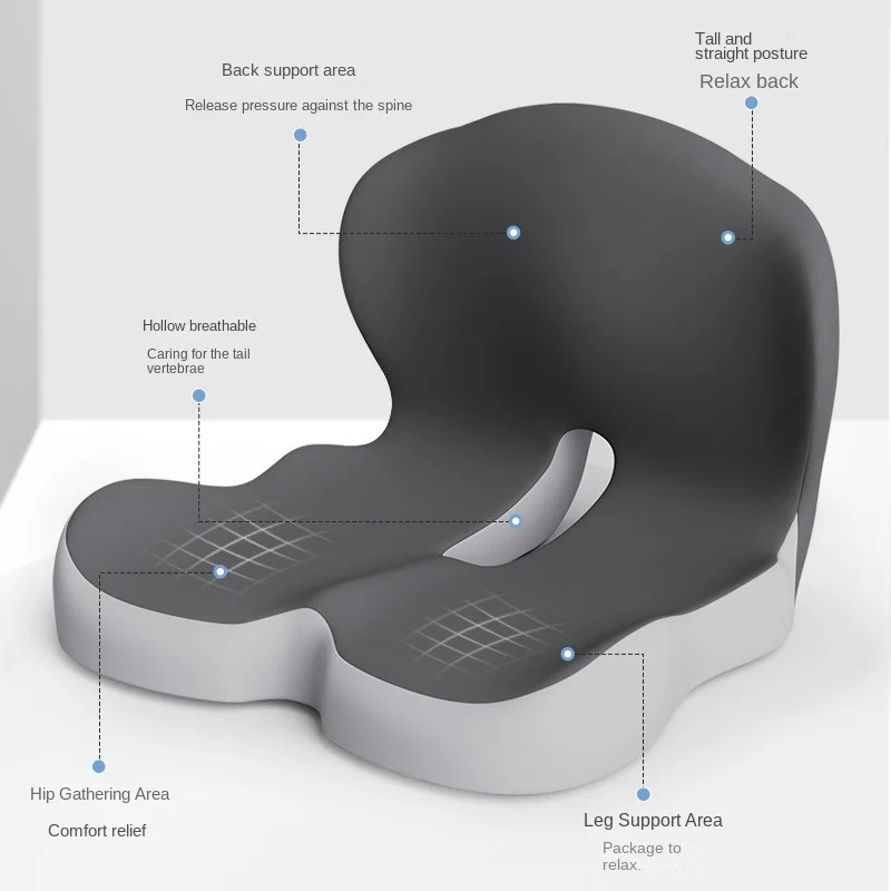 Ergonomic L-Shaped Lumbar Support Cushion Backrest Memory Foam Buttocks and Waist Car Driver Home Office Chair