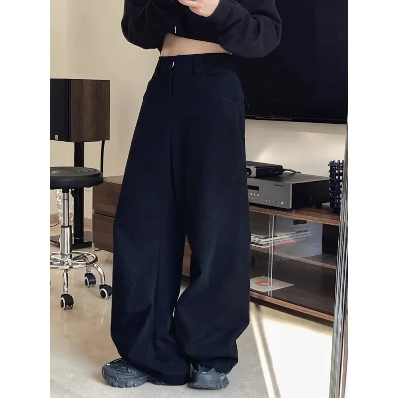 Deeptown Y2k Baggy Black Jeans Woman Vintage Casual Korean Style Wide Leg Denim Pants Japanese Street Cargo Trousers 2024 Autumn