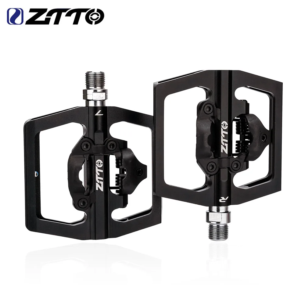 ZTTO 1 Set Mtb Bike Pedal Self-Locking Flat Spd Pedal Aluminum Alloy Anti-Slip Sealed Bearing Lock Pedals Riding Accessories