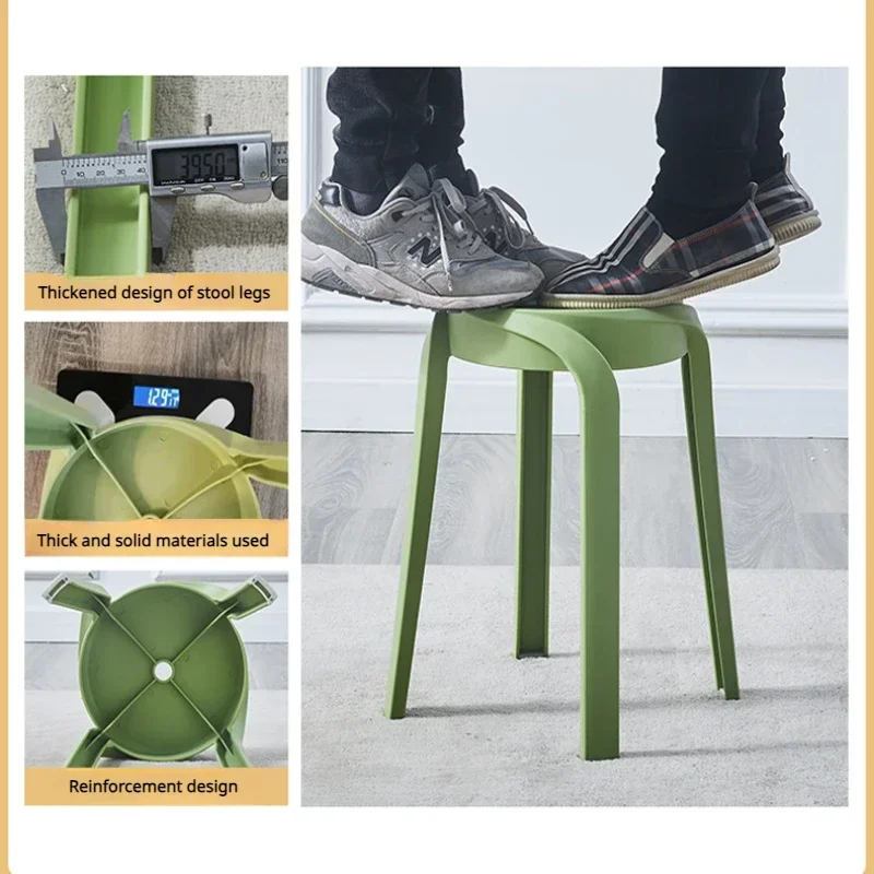 Plastic Stool  Stackable Household Thickened High Stool Modern Minimalist  Plastic Chair Round Whirlwind Stool Nordic Furniture