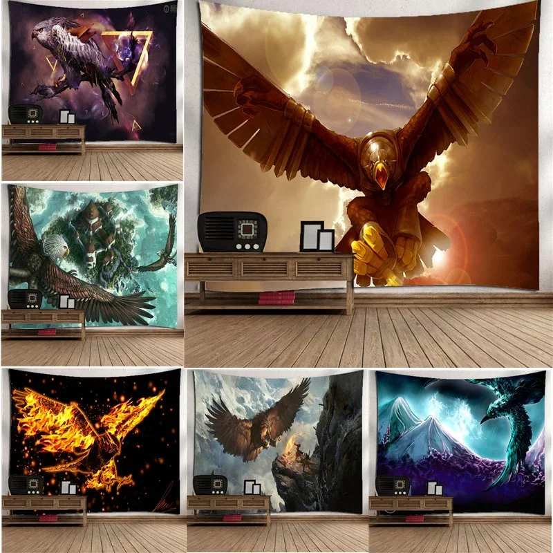 Soaring eagle digital 3D printing tapestry for home decoration background wall hanging cloth wall hanging home 95x73cm