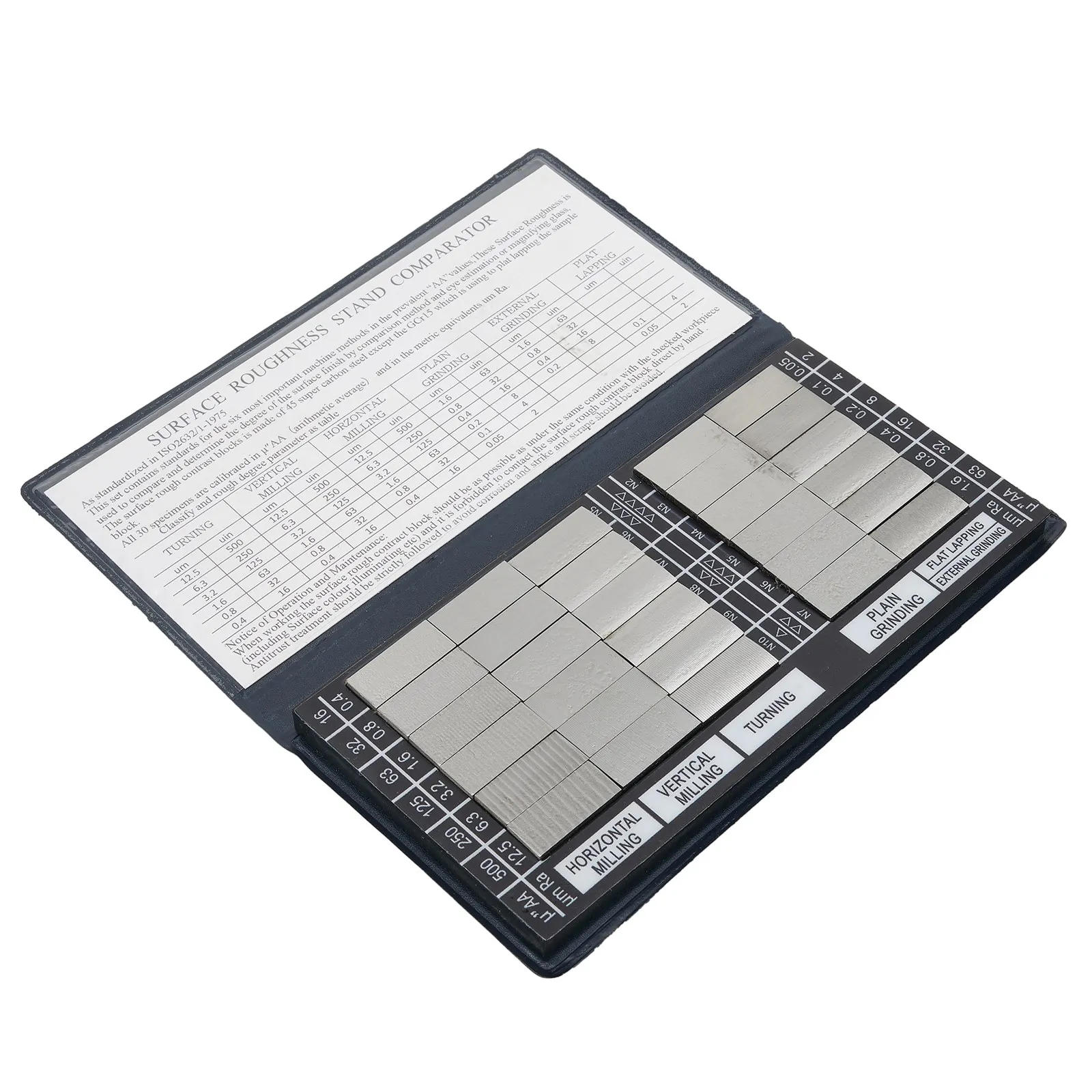 Mechanical Workpiece Exterior Roughness Comparator Block Ra0 05 with 30 Samples for Surface Finish Inspection and Calibration
