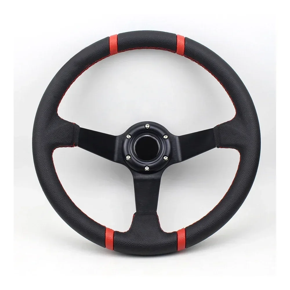 350mm 14 Inch Ralliart Car Steering Wheel Pvc  Drift Racing Game Steering Wheel Universal with Logo for Mitsubishi EVO