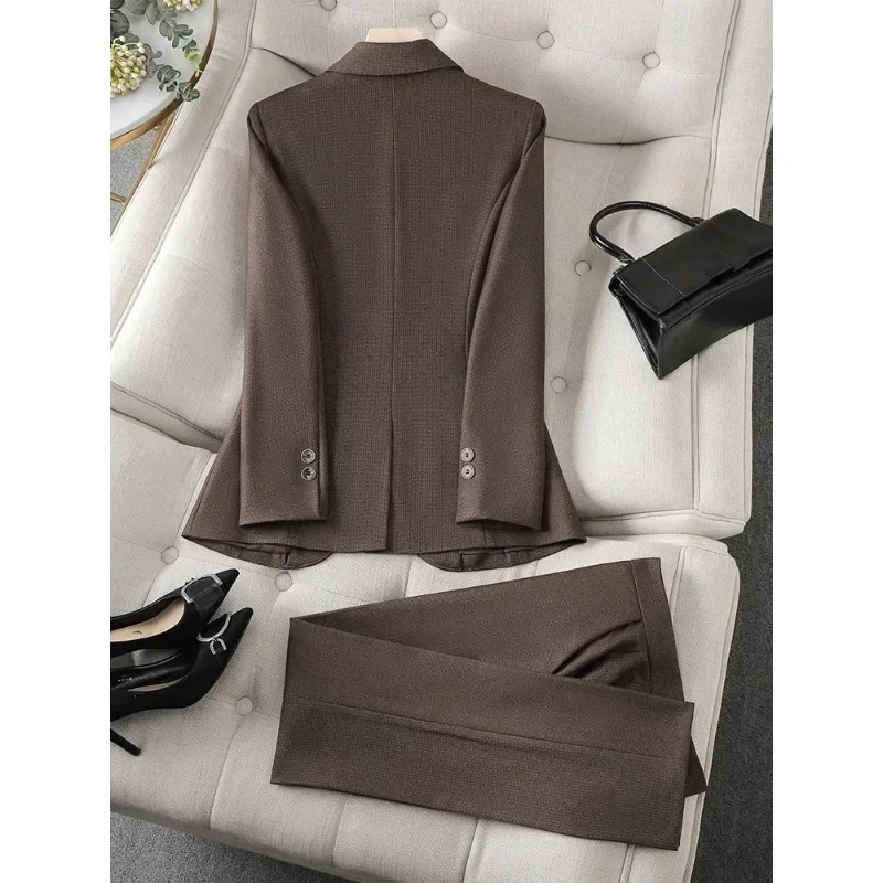 Ensemble blazer et pantalon de bureau pour femmes, veste formelle, surintendant, vêtements de travail d'affaires pour femmes, rouge, café, noir, 2 pièces