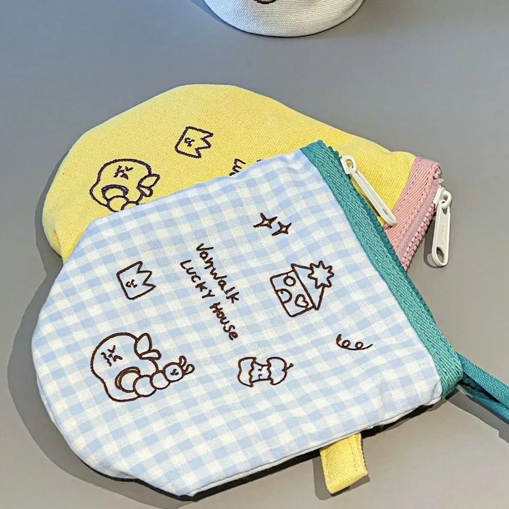 Creative Fruit Canvas Pen Bag Worm Multi-functional Cartoon Pen Case Cherry Color Blocking Stationery Storage Stationery Storage