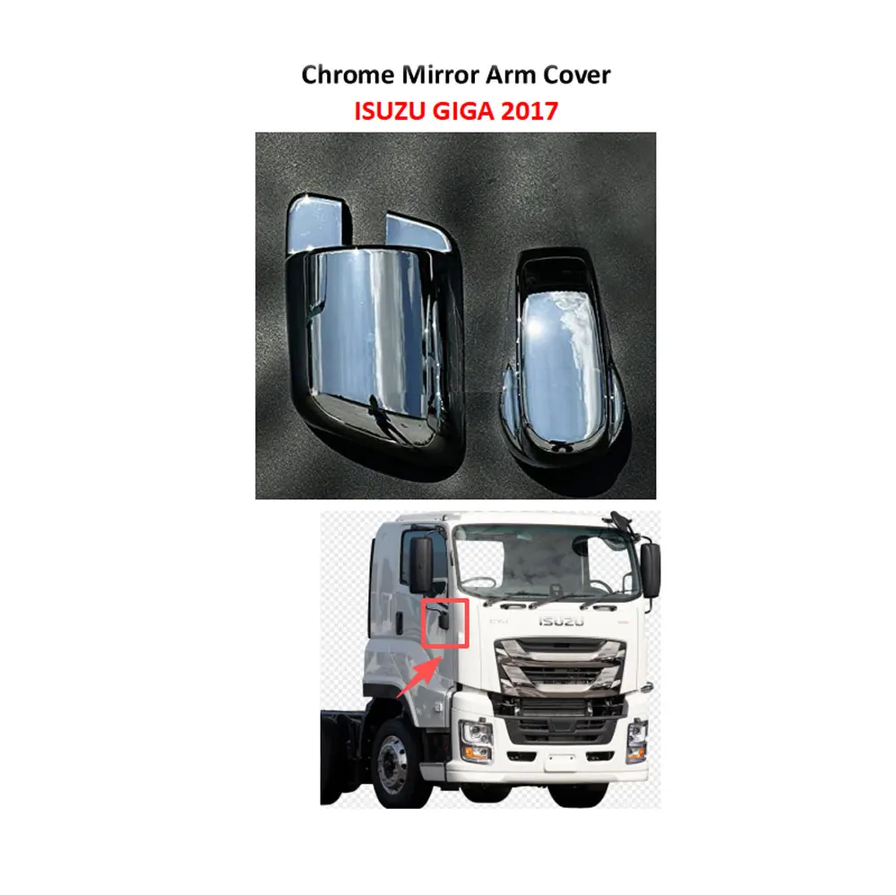FDONG 1 Set 2 Pcs Chrome Mirror Arm Cover for ISUZU GIGA 2017