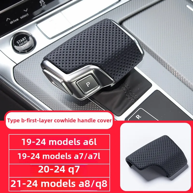 

Gear Shift Knob Cover Perforated LHD for Audi A4 A4 A6 A7 A8 Q5 Q7 Q8 Car Accessories Leather Gear Case, Interior Tools