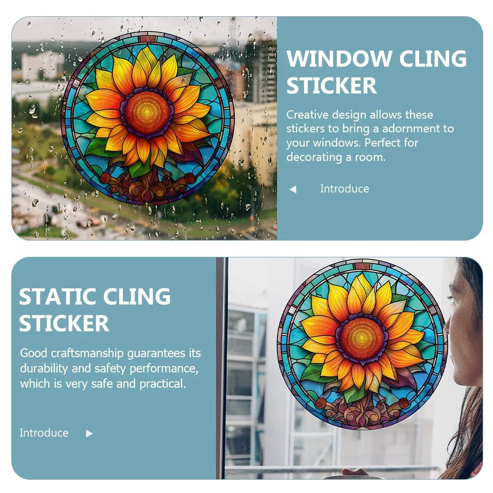 Sunflower Window Hummingbird Anti-bird Decoration Film Animal Stickers Cling Anti-collision Clings Static