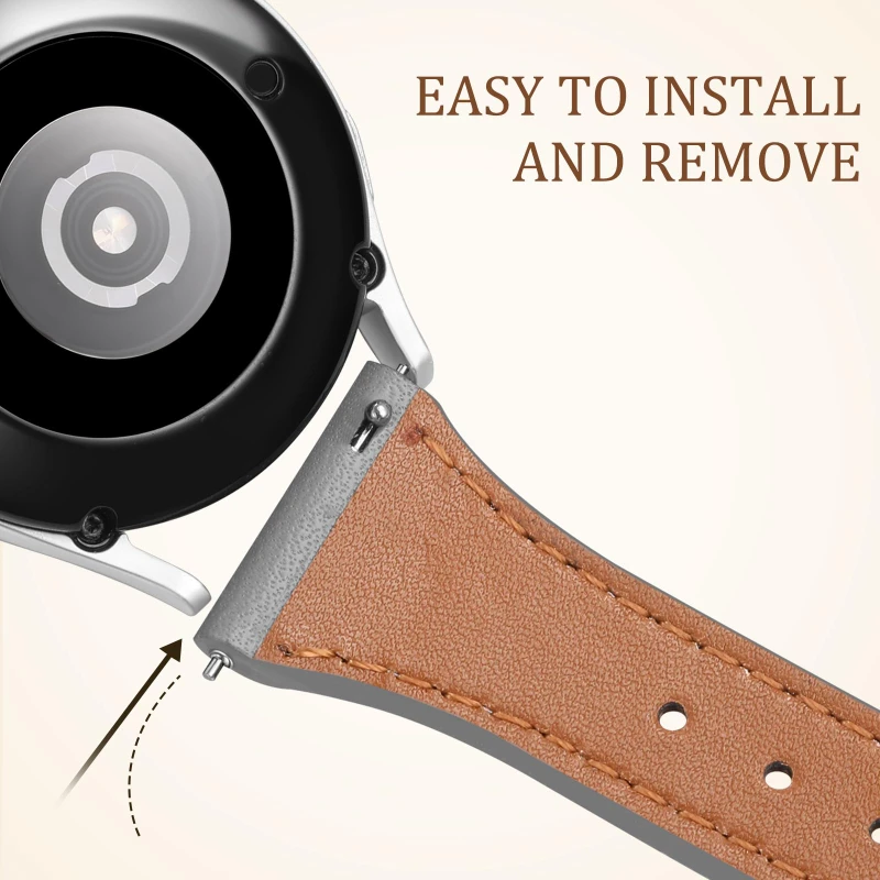 Slim Leather strap For Samsung Galaxy watch 7/FE/6/5/5 pro/4 Classic/active 2 20mm 22mm sport bracelet Huawei watch GT 4-3 band image 4