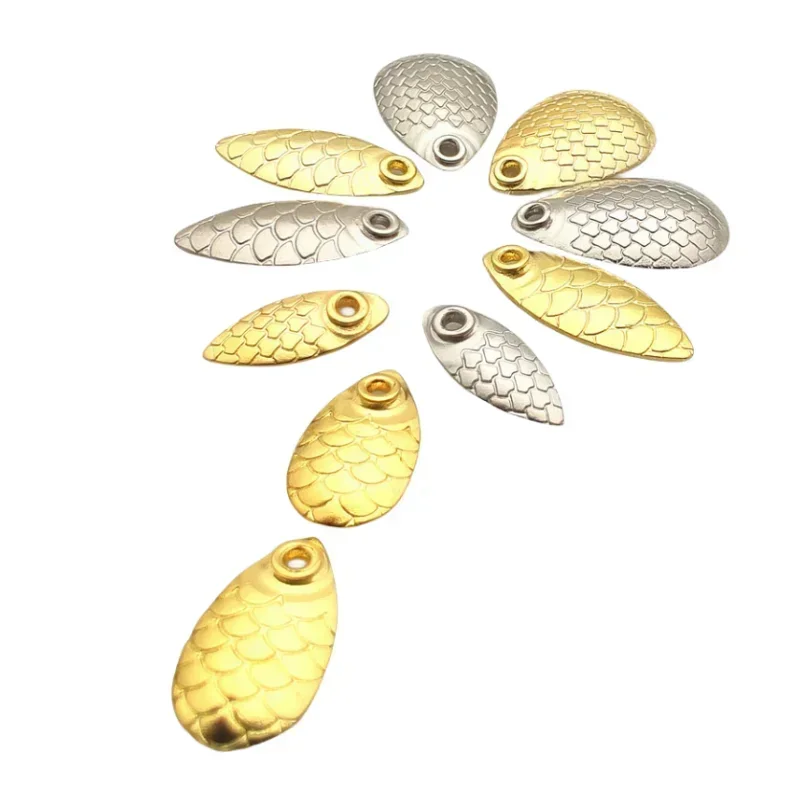 50pcs Fishing Lure Blade Mixed Size Small Gold Silver Fish Scale Spinner Rings Blades DIY Fishing Spoon Accessories