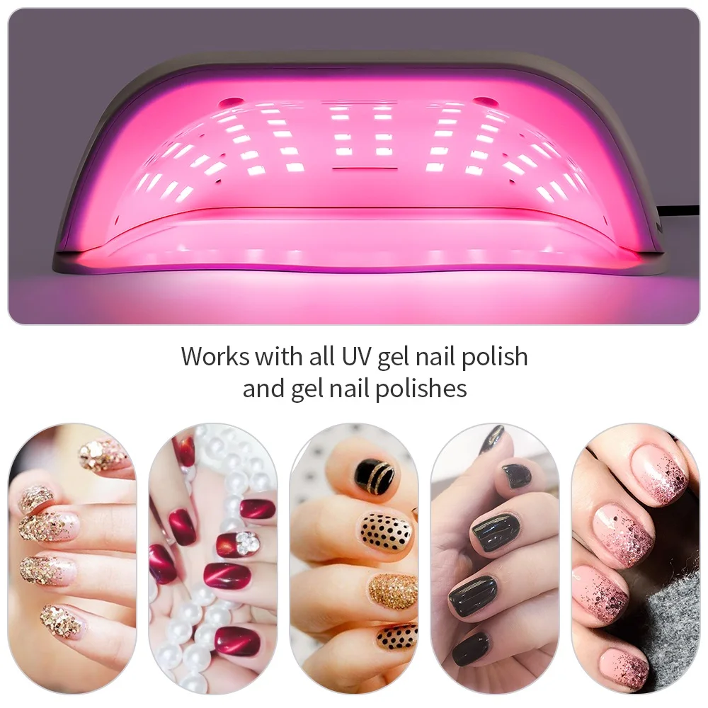 96W Red Dual UV Light Nail Lamp Dryer Gel UV 48LEDs Lamp Manicure Nail Polish Dryer Machine For Fast Drying Nail Art Tools