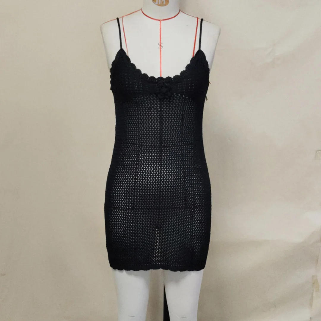 3 Farben, rückenfreies, gehäkeltes, gestricktes Tunika-Strandkleid, Strandmode, Damen-Strandkleid, Strandüberwurf, Damen V5632 – Detail 8