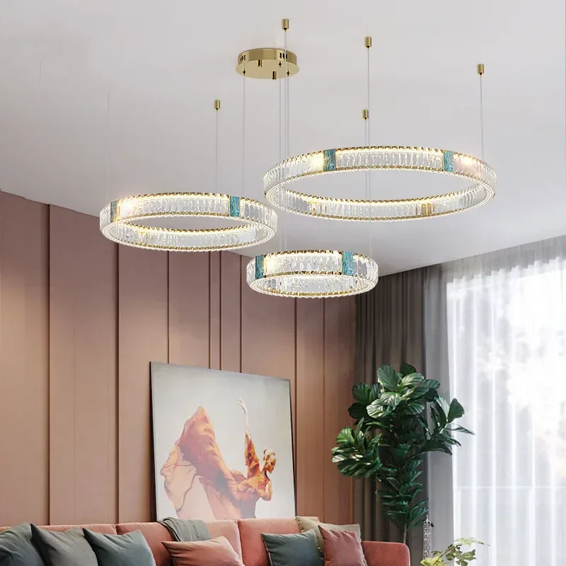 Imagem -04 - Nordic rc Regulável Luzes Pingente Minimalista Único Multi Círculo Anel Moderno Jantar Luzes de Cristal Lustre Iluminação Luxo