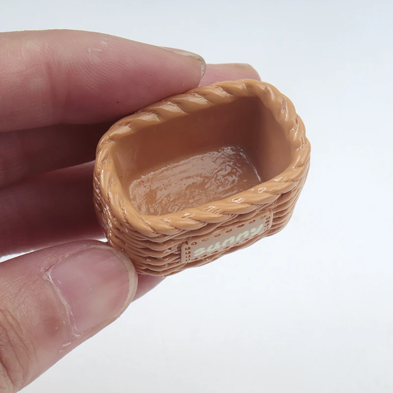 4/40PCS Resin Accessories Simulation Bread Basket Resin Bamboo Basket DIY Doll House Cabochons Decor Play Keychain Materials