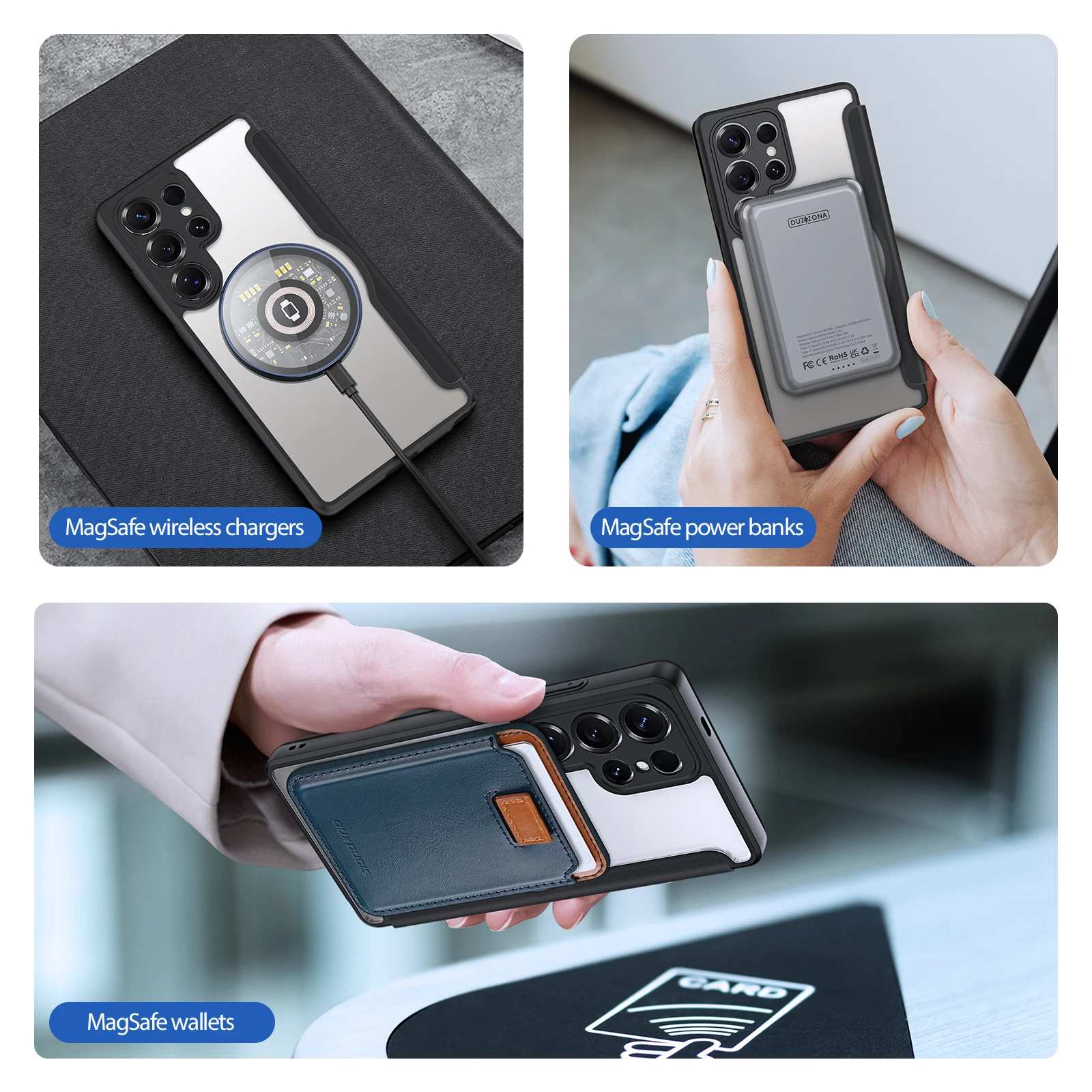 For Magsafe Case Samsung Galaxy S25 S24 S23 Ultra Plus Shockproof Card Pocket Magnetic Wireless Charge Flip Leather Wallet Cover