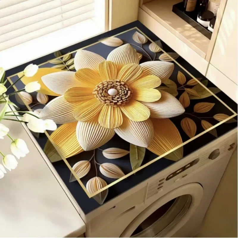 Household Locker Dustproof Sun Anti-slip Mat Three-dimensional Flower Washing Machine Absorbent Cover Mat Washing Machine Cover