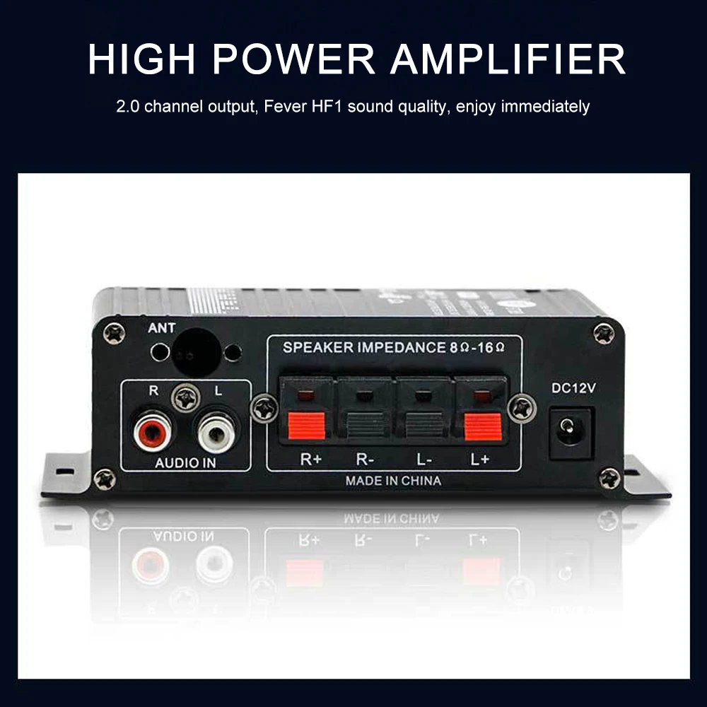 12V Bluetooth Audio Amplifier 2.0 Channel Output HIFI Mini Amp High Bass Audio Sound Amp Trebl for Home Theater Sound System