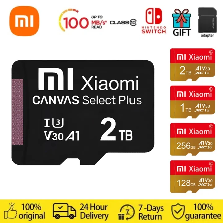 Nintendo Switch Xiaomi-U3 GB,512GB, 64GB, V30,4k用のフルHDマイクロSDメモリーカード