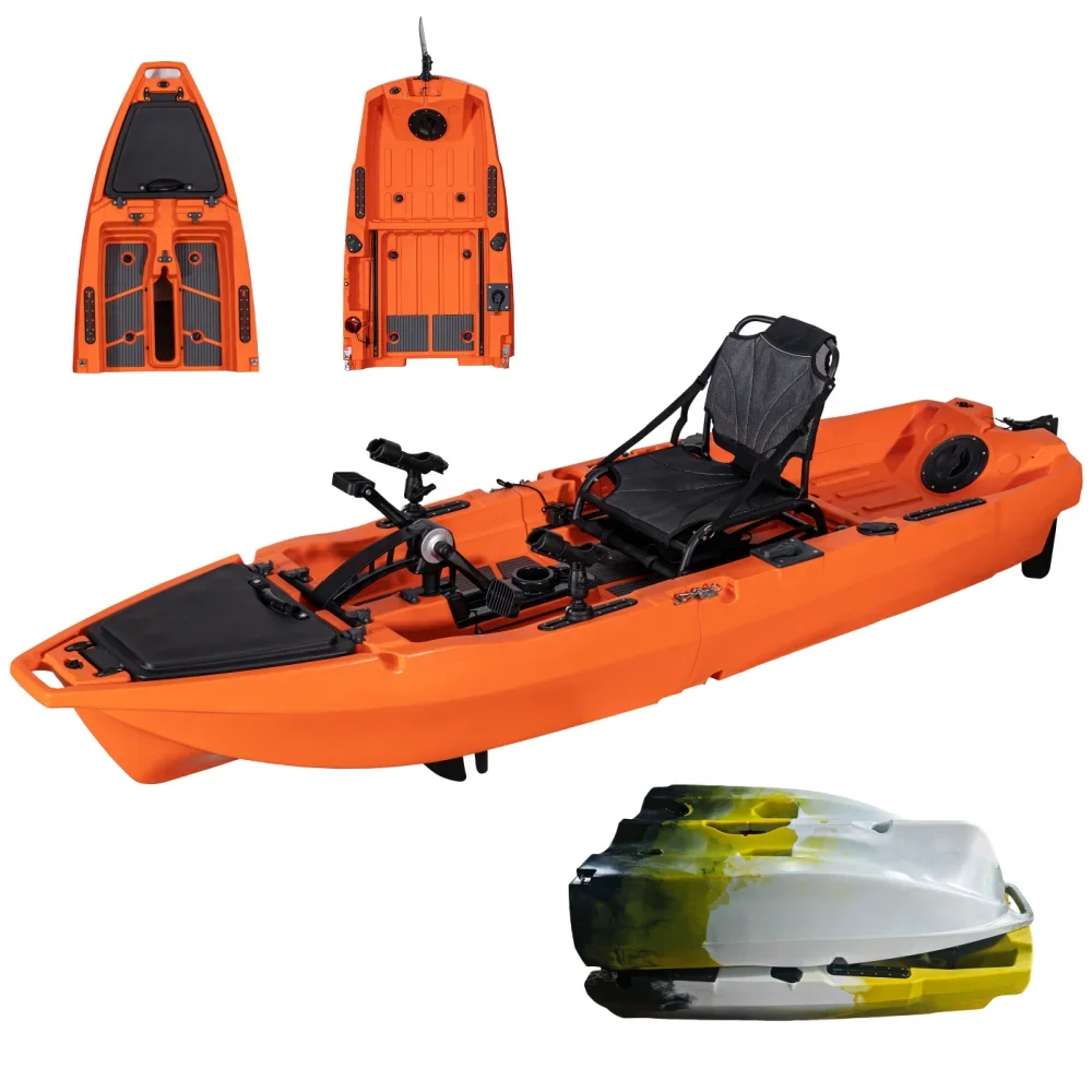 เหยียบตกปลา Kayak 2024 1 ที่นั่ง Single Modular Kayak ที่ถอดออกได้พับออกแบบ 10FT เรือแคนู/เรือคายัคสําหรับ Lakes Rivers