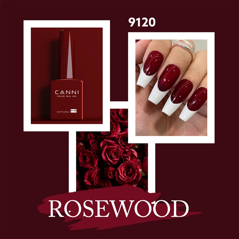 CANNI Gel Nail Polish #9120 Deep Red Color HEMA FREE TPO FREE Soak Off UV LED Long Lasting High Pigment Nail Salon Manicure Gel
