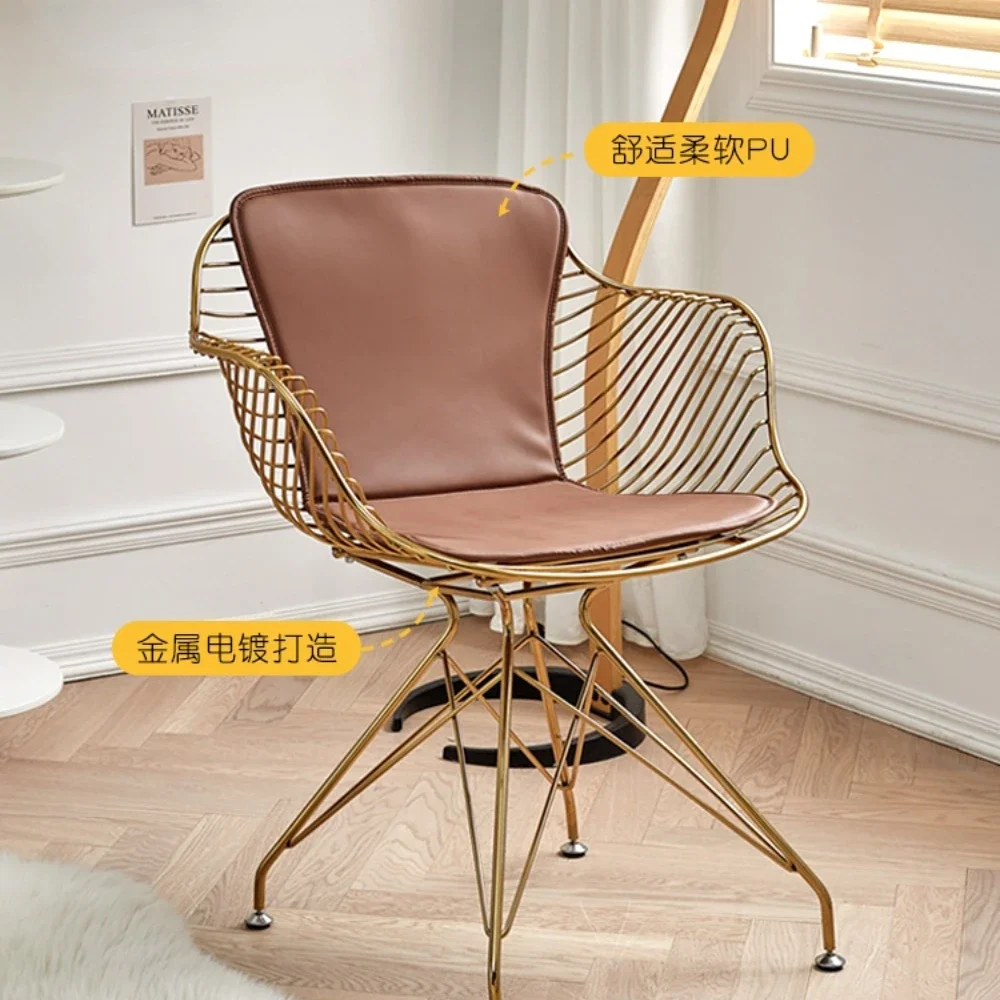 

Iron Dining Chair with Backrest Modern Simple Home Make-up Chair Small Apartment Internet Celebrity INS Wire Chair