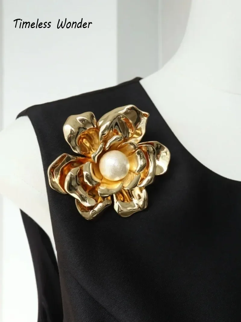 Timeless Wonder Fancy Geo Pearl Floral Brooch Pins for Women Designer Jewelry Runway Rare Luxury Gift Top Rare Cute 2328