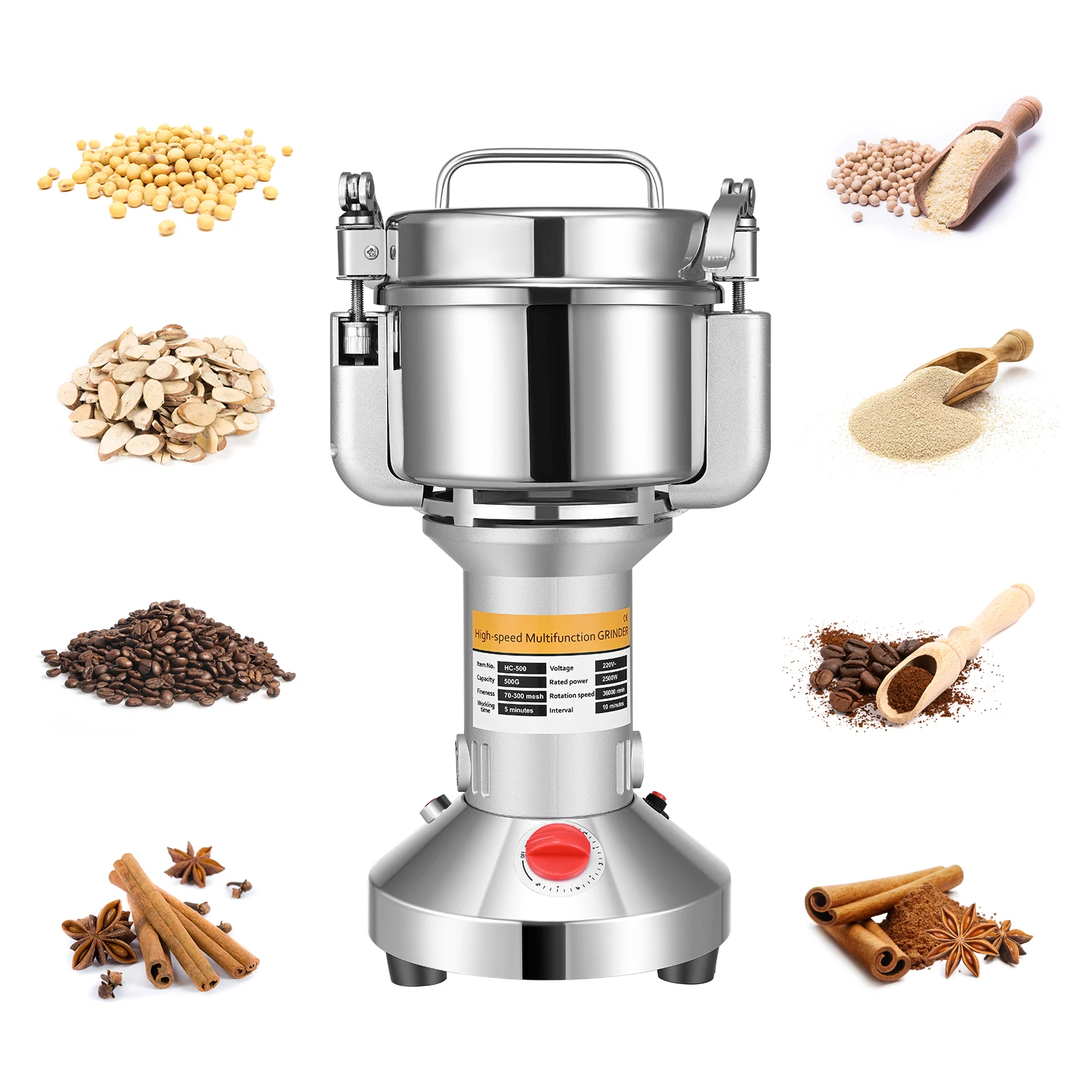 100G 500G Coffee Grinder Machine Grain Herb Spices Mill Swing Grains Grinder Dry Food Grinder Medicine Wheat Mixer Spice Grinder