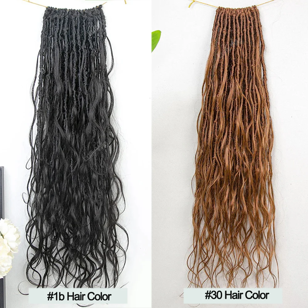 Crochet Boho Locs con riccioli di capelli umani Trecce bionde pre-loop Estensioni dei capelli Capelli senza nodi Finti Deadlocks per intrecciare Rufy