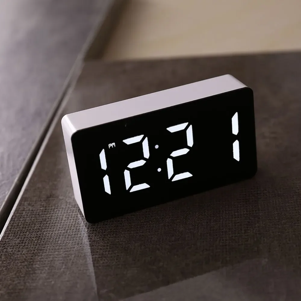 Smart LED Electronic Watch Mirror Alarm Clock Home Furnishings Small Tools Desk Digital Bedroom Decoration Table And Accessory