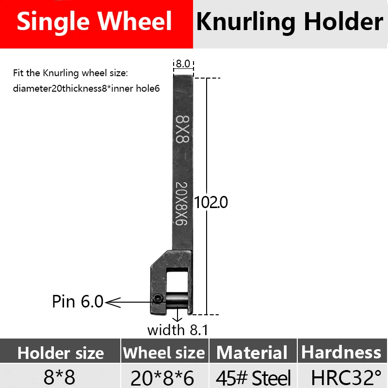 8*8mm 20*8*6 Single Wheel Knurling Holder For Lathe Machine