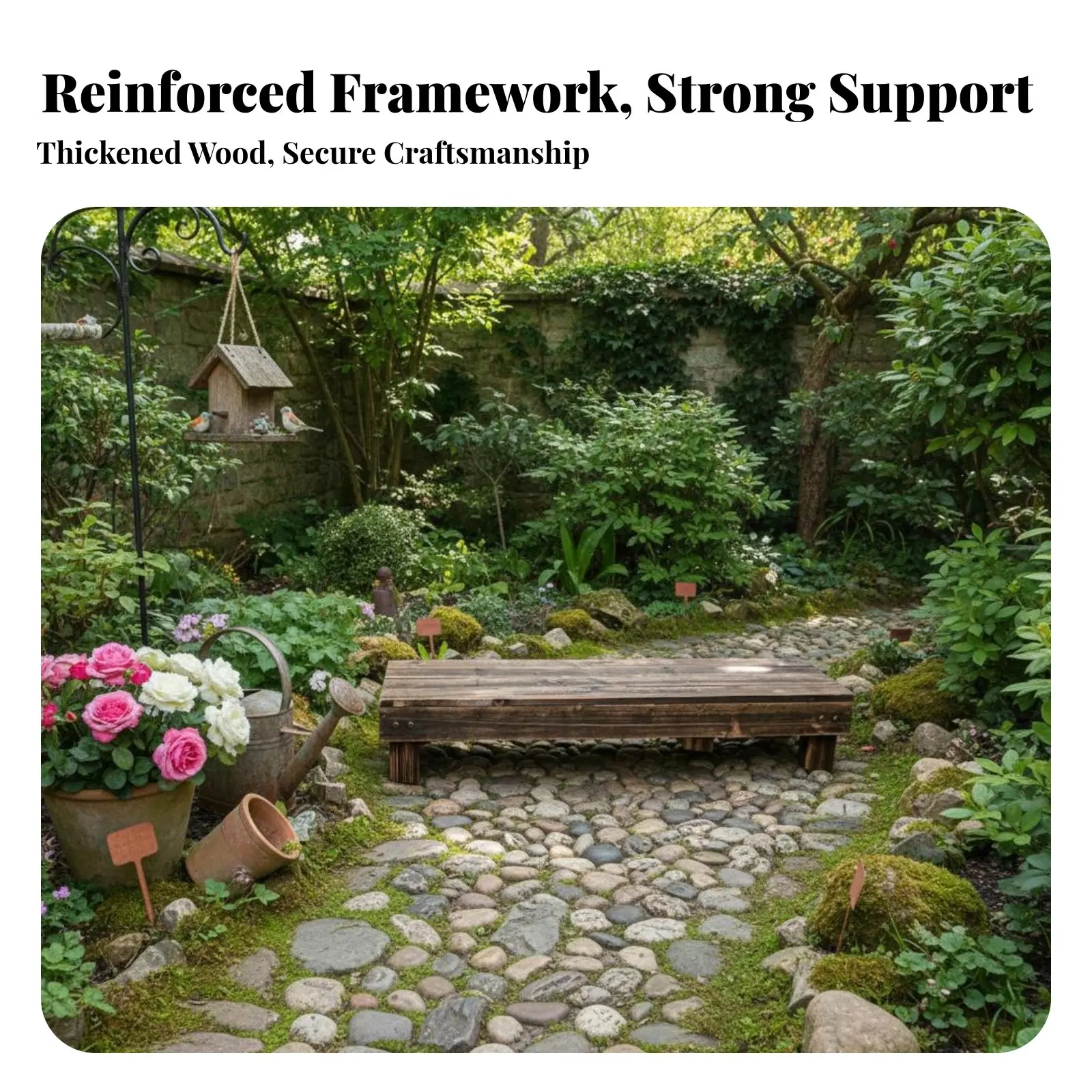 

Slatted Wood Riser Bench Weather-Resistant Plant Stand long-enduringing and Sturdy Handmade for householders, Bedroom