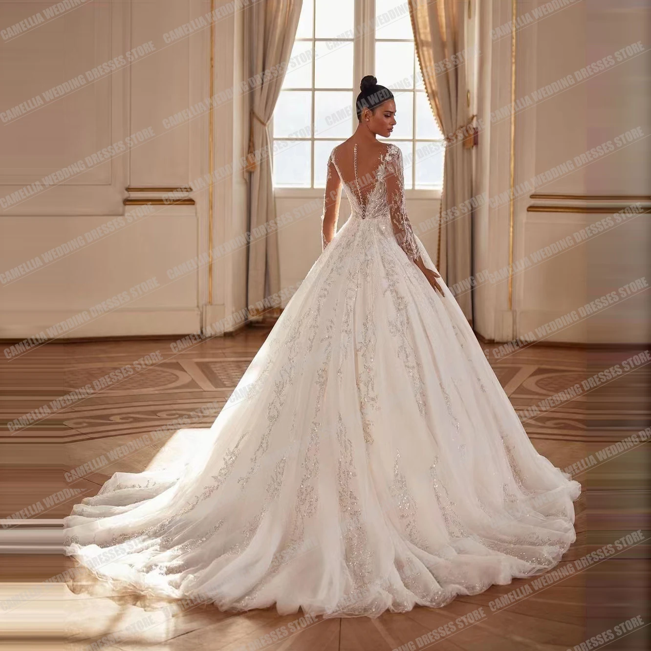 Spitze Applikationen eine Linie Brautkleider für Frauen sexy V-Ausschnitt rücken frei formelle Boho Prinzessin Party Brautkleider Robe de Mariée 2024