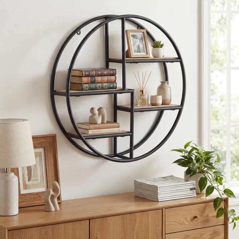 

Decorative Circular Metal Wall Mounted Shelf for Display