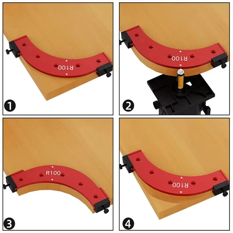 Woodworking Corner Routing Guide Set Round Corner Radius Templates, R100 R150 R200 R250 R300 Curve Guide Cabinet Edge Molding
