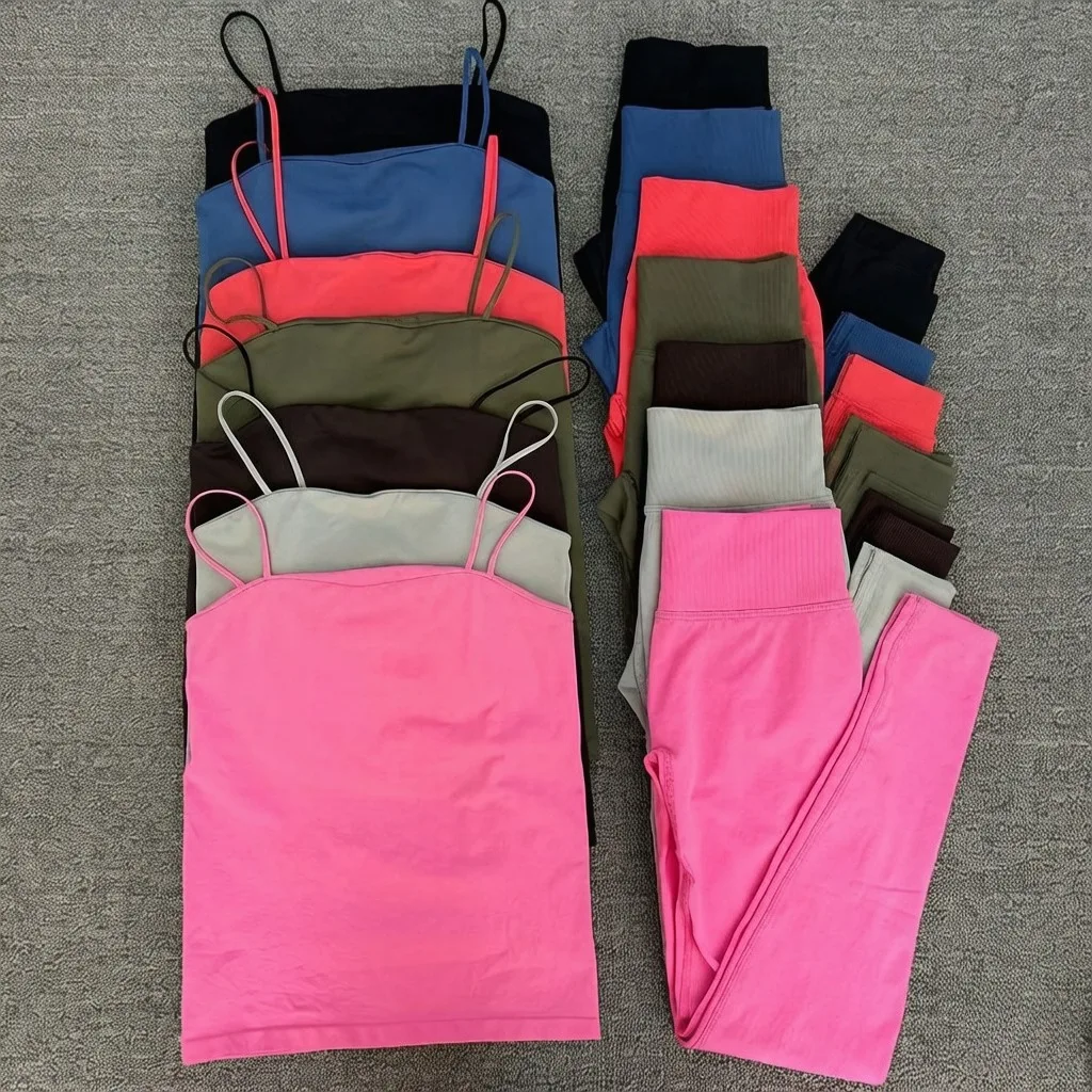 NO LOGO Longline Strappy Top Gym Clothes Woman Workout Yoga Tank Tops Built In Bra Pilates Sport Vest Sexy Fitness Singlet