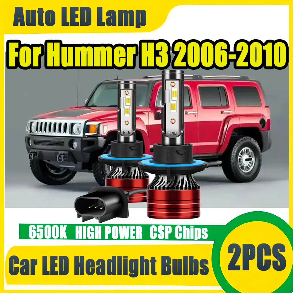 2PCS Auto Lights 12V High Lumens Lamps Led Brightest Upgraded 120W Canbus Error Headlight 6000K White For Hummer H3 2006-2010