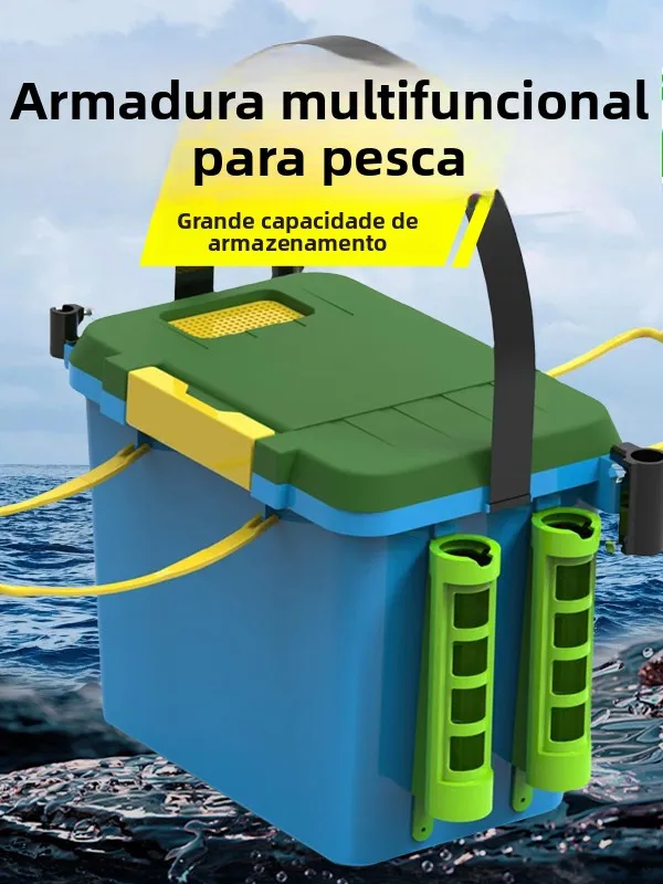 新しいポータブル厚みのある釣り用ボックス、シングルショルダーハンドヘルド海釣り用具ボックス、大容量シーティングエリア、アウトドアキャンプ旅行用品